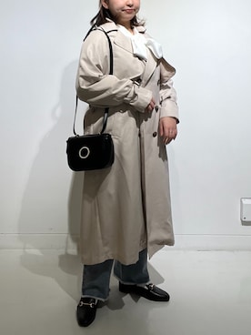 「ボウタイブラウス」｜「アイテム（トレンチコート）」を使った、sanaさん（レディース・157cm）の冬コーディネート