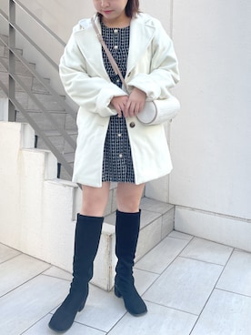 「OLIVE des OLIVE（オリーブデオリーブ）のアイテム（チェスターコート）」を使った、sanaさん（レディース・157cm）の秋コーディネート