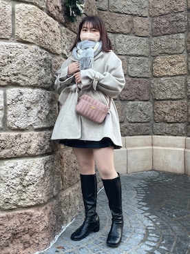 「OLIVE des OLIVE（オリーブデオリーブ）のアイテム（ステンカラーコート）」を使った、sanaさん（レディース・157cm）の冬コーディネート