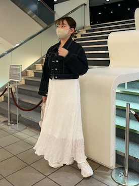 「OLIVE des OLIVE（オリーブデオリーブ）のアイテム（デニムジャケット）」を使った、sanaさん（レディース・157cm）の春コーディネート
