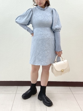 「バルーン袖」｜「アイテム（ワンピース/ドレス）」を使った、sanaさん（レディース・157cm）の冬コーディネート