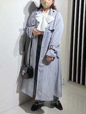 「ボウタイブラウス」｜「アイテム（トレンチコート）」を使った、sanaさん（レディース・157cm）の冬コーディネート