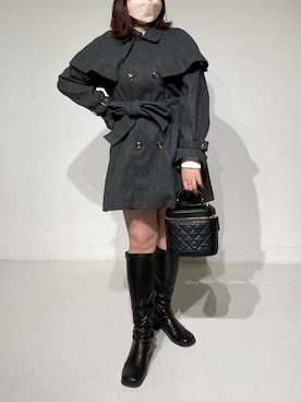 「OLIVE des OLIVE（オリーブデオリーブ）のアイテム（ステンカラーコート）」を使った、sanaさん（レディース・157cm）の冬コーディネート