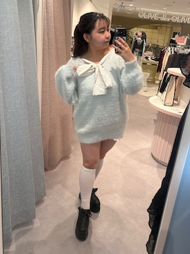 「OLIVE des OLIVE（オリーブデオリーブ）のサテンリボン厚底スニーカー（スニーカー）」を使った、sanaさん（レディース・157cm）の秋コーディネート