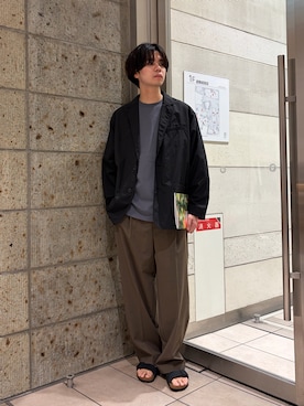 「URBAN RESEARCH DOORS（アーバンリサーチドアーズ）のBIRKENSTOCK　EXCLUSIVE ARIZONA WB(REG)（サンダル、ブラック系）」を使った、ITOさん（メンズ・180cm）の春コーディネート