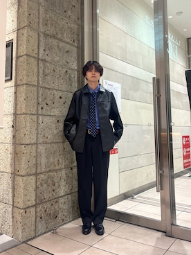 「アイテム（ライダースジャケット）」を使った、ITOさん（メンズ・180cm）の秋コーディネート