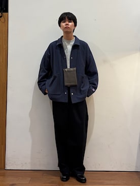 「URBAN RESEARCH DOORS（アーバンリサーチドアーズ）の『別注』Champion×DOORS　SWEAT COVERALL JACKET（テーラードジャケット、ブルー系）」を使った、ITOさん（メンズ・180cm）の秋コーディネート