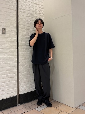 「URBAN RESEARCH DOORS（アーバンリサーチドアーズ）の『別注』LACOSTE×DOORS　THICK PIQUE ROUND SHORT-SLEEVE（Tシャツ/カットソー、ブルー系）」を使った、ITOさん（メンズ・180cm）の春コーディネート