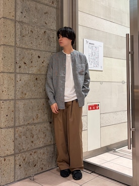 「URBAN RESEARCH DOORS（アーバンリサーチドアーズ）のシルケットリネン バンドカラーロングスリーブシャツ（シャツ/ブラウス、その他）」を使った、ITOさん（メンズ・180cm）の春コーディネート