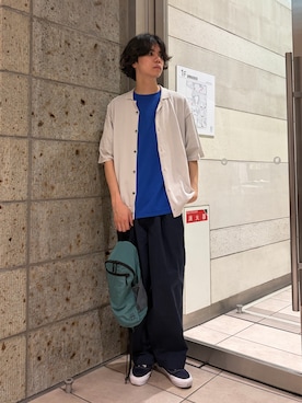 「URBAN RESEARCH DOORS（アーバンリサーチドアーズ）のマルチスペック ポンチ ショートスリーブ Tシャツ（Tシャツ/カットソー、ブルー系）」を使った、ITOさん（メンズ・180cm）の夏コーディネート