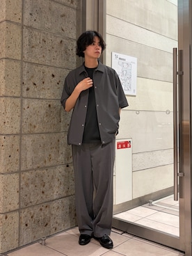 「URBAN RESEARCH DOORS（アーバンリサーチドアーズ）の『仁村紗和さん着用』『UR TECH』サマシェア ショートスリーブシャツカーディガン（カーディガン/ボレロ、グレー系）」を使った、ITOさん（メンズ・180cm）の夏コーディネート