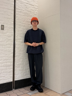 「URBAN RESEARCH DOORS（アーバンリサーチドアーズ）のSSロールワッチ（ニットキャップ/ビーニー、オレンジ系）」を使った、ITOさん（メンズ・180cm）の春コーディネート
