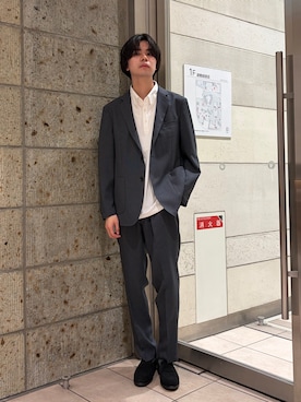 「URBAN RESEARCH DOORS（アーバンリサーチドアーズ）のLIFE STYLE TAILOR　リネンライク千鳥柄コンフォータブルジャケット（テーラードジャケット、グレー系）」を使った、ITOさん（メンズ・180cm）の夏コーディネート