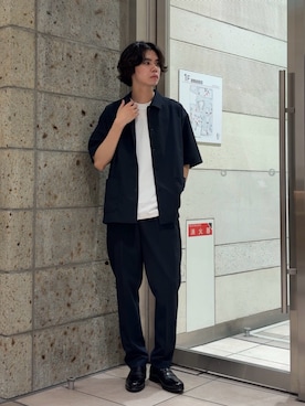 「URBAN RESEARCH DOORS（アーバンリサーチドアーズ）の『イージーケア/速乾/UVカット』クイックドライショートスリーブシャツカバーオール（カバーオール、ブルー系）」を使った、ITOさん（メンズ・180cm）の夏コーディネート