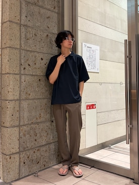 「URBAN RESEARCH DOORS（アーバンリサーチドアーズ）の『別注』Gramicci for DOORS　Linen Like Trouser（その他パンツ、ブラウン系）」を使った、ITOさん（メンズ・180cm）の夏コーディネート