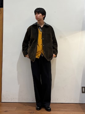 「URBAN RESEARCH DOORS（アーバンリサーチドアーズ）のインディゴモール ミドルワークジャケット（カバーオール、グリーン系）」を使った、ITOさん（メンズ・180cm）の秋コーディネート