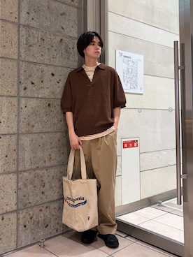 「URBAN RESEARCH DOORS（アーバンリサーチドアーズ）の『別注』CHAMPION×DOORS　BORDER T-SHIRTS（Tシャツ/カットソー、ベージュ系）」を使った、ITOさん（メンズ・180cm）の春コーディネート