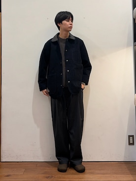 「URBAN RESEARCH DOORS（アーバンリサーチドアーズ）のインディゴモール ミドルワークジャケット（カバーオール、ブルー系）」を使った、ITOさん（メンズ・180cm）の秋コーディネート