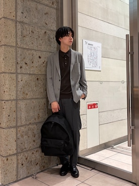 「URBAN RESEARCH DOORS（アーバンリサーチドアーズ）のLIFE STYLE TAILOR　メランジニットイージージャケット（テーラードジャケット、グレー系）」を使った、ITOさん（メンズ・180cm）の春コーディネート