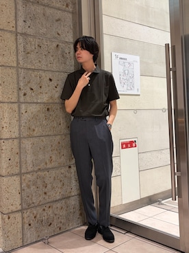 「URBAN RESEARCH DOORS（アーバンリサーチドアーズ）のLIFE STYLE TAILOR 　カッタウェイ半袖プルオーバー（シャツ/ブラウス、グリーン系）」を使った、ITOさん（メンズ・180cm）の春コーディネート