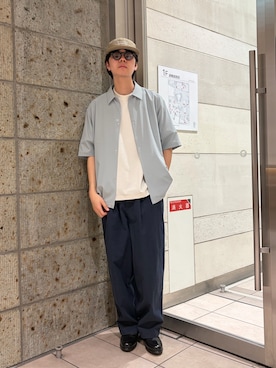 「URBAN RESEARCH DOORS（アーバンリサーチドアーズ）の『UR TECH』サマシェア ショートスリーブシャツカーディガン（カーディガン/ボレロ、グリーン系）」を使った、ITOさん（メンズ・180cm）の春コーディネート