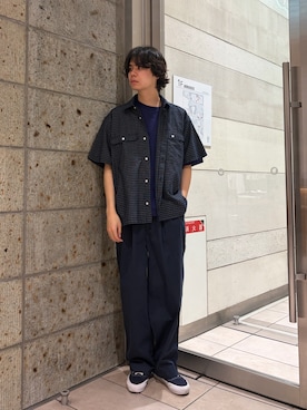 「URBAN RESEARCH DOORS（アーバンリサーチドアーズ）のFORK&SPOON　Wポケットショートスリーブシャツ（シャツ/ブラウス、ブルー系）」を使った、ITOさん（メンズ・180cm）の夏コーディネート
