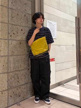 「URBAN RESEARCH DOORS（アーバンリサーチドアーズ）のFORK&SPOON　PEカノコボーダーショートスリーブTシャツ（Tシャツ/カットソー、ブルー系）」を使った、ITOさん（メンズ・180cm）の夏コーディネート