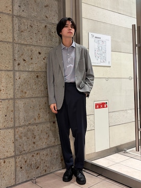 「URBAN RESEARCH DOORS（アーバンリサーチドアーズ）のLIFE STYLE TAILOR　トリコットセミワイド半袖プルオーバー刺し子（シャツ/ブラウス、グレー系）」を使った、ITOさん（メンズ・180cm）の春コーディネート
