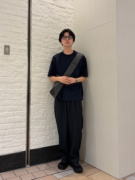 「URBAN RESEARCH DOORS（アーバンリサーチドアーズ）のクイックドライ ショートスリーブTシャツ（Tシャツ/カットソー、ブルー系）」を使った、ITOさん（メンズ・180cm）の春コーディネート