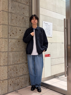 「URBAN RESEARCH DOORS（アーバンリサーチドアーズ）の『別注』Marmot×DOORS　COACH SHIRTS JACKET（テーラードジャケット、ブルー系）」を使った、ITOさん（メンズ・180cm）の春コーディネート