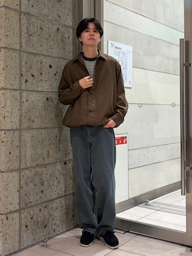 「URBAN RESEARCH DOORS（アーバンリサーチドアーズ）のFORK&SPOON　プレーティングボーダーロングスリーブTシャツ（Tシャツ/カットソー、グレー系）」を使った、ITOさん（メンズ・180cm）の秋コーディネート