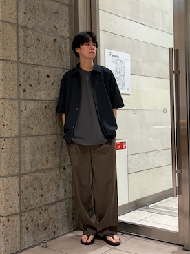 「URBAN RESEARCH DOORS（アーバンリサーチドアーズ）の『仁村紗和さん着用』『UR TECH』サマシェア ショートスリーブシャツカーディガン（カーディガン/ボレロ、グレー系）」を使った、ITOさん（メンズ・180cm）の夏コーディネート