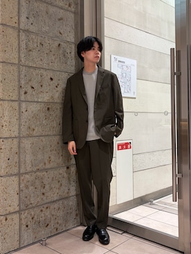 「URBAN RESEARCH DOORS（アーバンリサーチドアーズ）のLIFE STYLE TAILOR　リネンライクコンフォータブルジャケット（テーラードジャケット、ブラウン系）」を使った、ITOさん（メンズ・180cm）の春コーディネート
