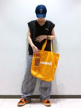「アイテム（トートバッグ）」を使った、MAMIさん（レディース・160cm）の夏コーディネート
