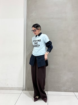 「アイテム（ローファー）」を使った、makiさん（レディース・157cm・40代）の秋コーディネート