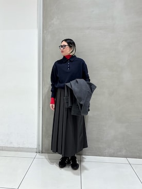 「冬の注目アウター」｜「アイテム（ジャケット/アウター）」を使った、makiさん（レディース・157cm）の秋コーディネート