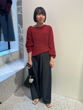 「赤ニット」｜jenanatsumiさん（レディース・159cm）の夏コーディネート