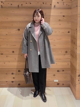 「アイテム（チェスターコート）」を使った、テソ子さん（レディース・162cm）の秋コーディネート