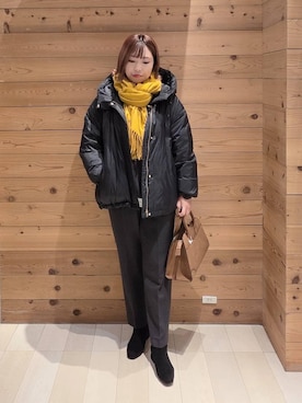 「GLOBAL WORK（グローバルワーク）のエアリュクスダウンフードブルゾン/495695（ダウンジャケット/コート）」を使った、テソ子さん（レディース・162cm）の秋コーディネート