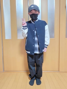 「アイテム（ブルゾン）」を使った、テソ子さん（キッズ・133cm）の秋コーディネート