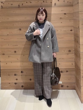 「アイテム（チェスターコート）」を使った、テソ子さん（レディース・162cm・30代）の冬コーディネート