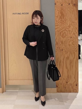 「アイテム（ブローチ/コサージュ、その他）」を使った、テソ子さん（レディース・162cm）の冬コーディネート