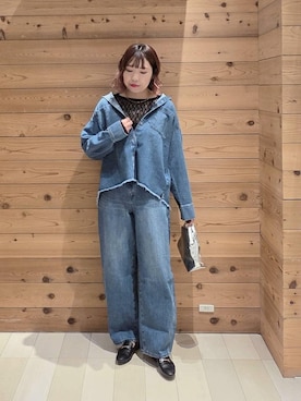 「GLOBAL WORK（グローバルワーク）のサイズ拡大/らくっション撥水2WAYローファー/131468（ローファー、ブラック系）」を使った、テソ子さん（レディース・162cm）の春コーディネート