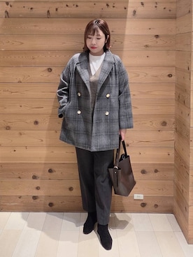 「アイテム（チェスターコート）」を使った、テソ子さん（レディース・162cm・30代）の秋コーディネート