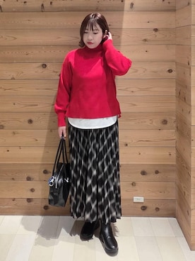 「GLOBAL WORK（グローバルワーク）のアイテム（ボストンバッグ）」を使った、テソ子さん（レディース・162cm）の冬コーディネート