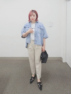 「ウツクシルエット_GLOBAL WORK」｜テソ子さん（レディース・162cm）の夏コーディネート