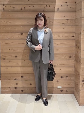 「GLOBAL WORK（グローバルワーク）のアイテム（ノーカラージャケット）」を使った、テソ子さん（レディース・162cm）の春コーディネート