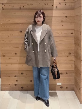 「アイテム（チェスターコート）」を使った、テソ子さん（レディース・162cm・30代）の冬コーディネート