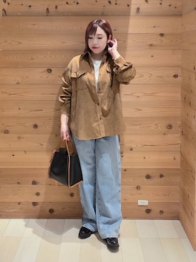 「GLOBAL WORK（グローバルワーク）のGOODデニムバギーパンツ/498388（デニムパンツ）」を使った、テソ子さん（レディース・162cm）の秋コーディネート