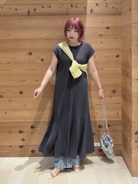 「GLOBAL WORK（グローバルワーク）のGOODデニムイージーパンツ/COOL/636569（デニムパンツ、ブルー系）」を使った、テソ子さん（レディース・162cm）の夏コーディネート